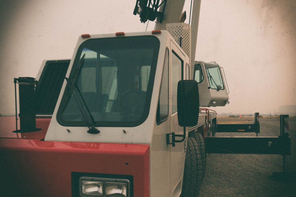 Crane setup for a lift.